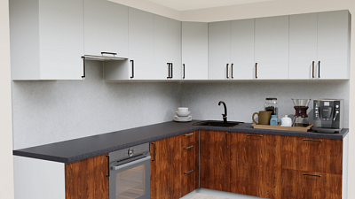 Кухня угловая Белый софт - Орех классический